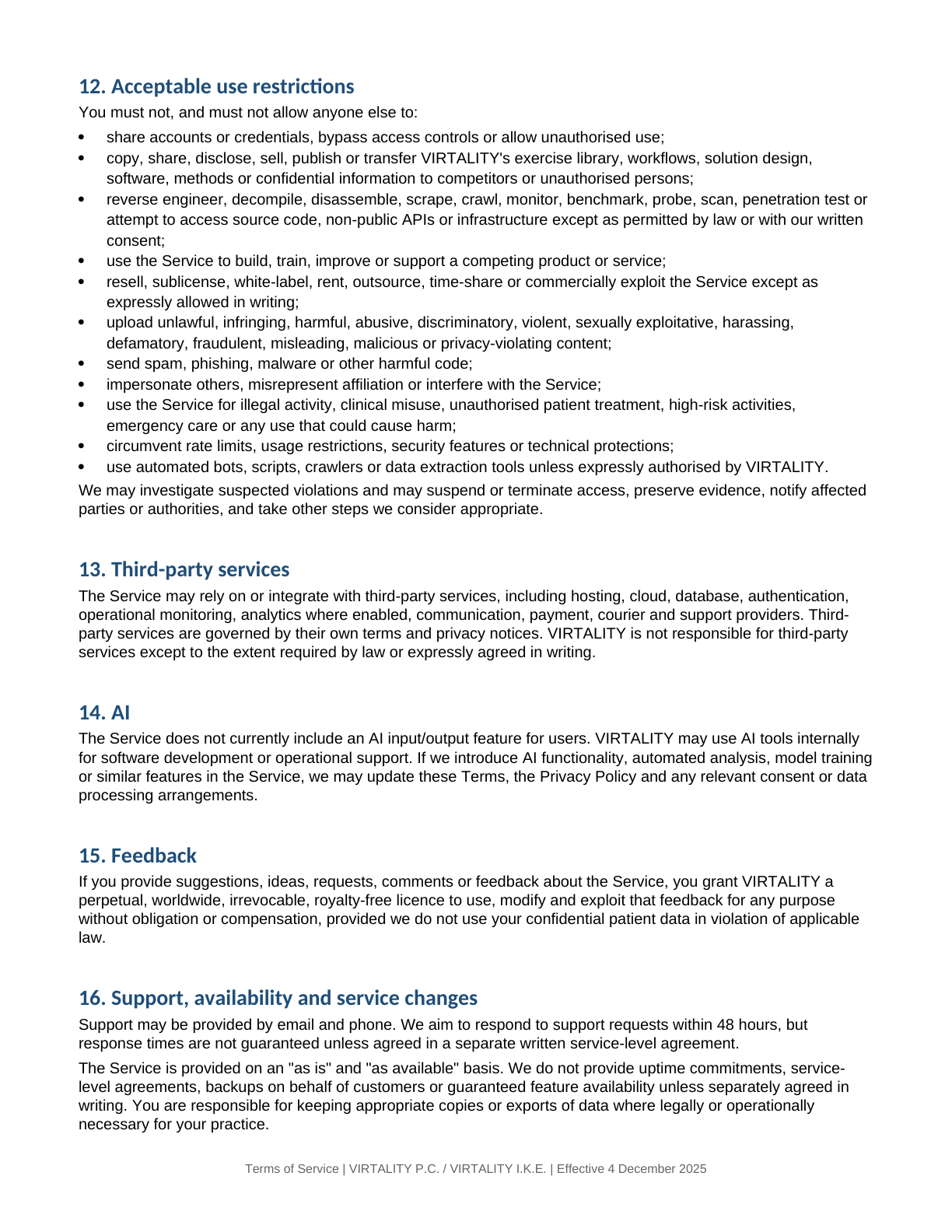 Terms of Service page 4