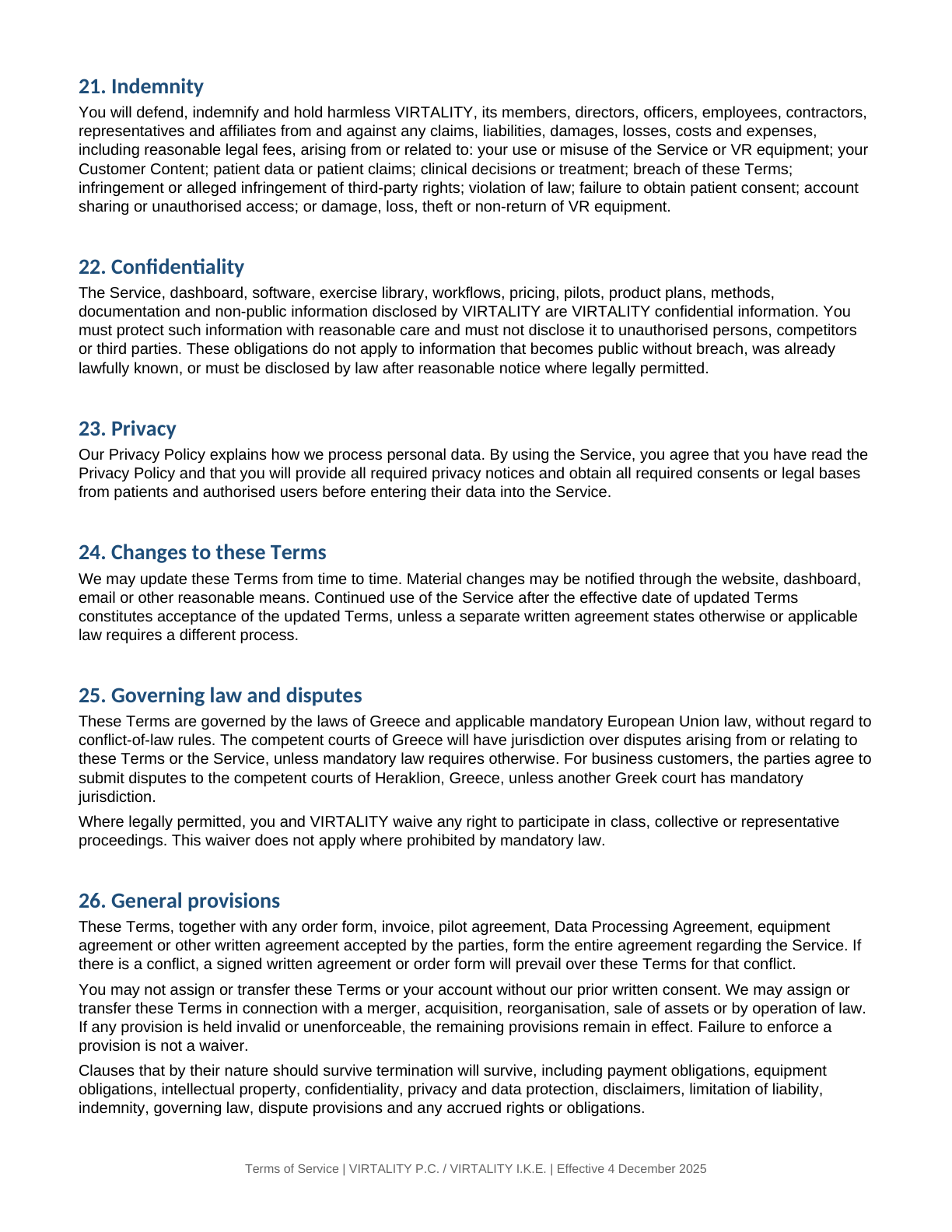 Terms of Service page 6